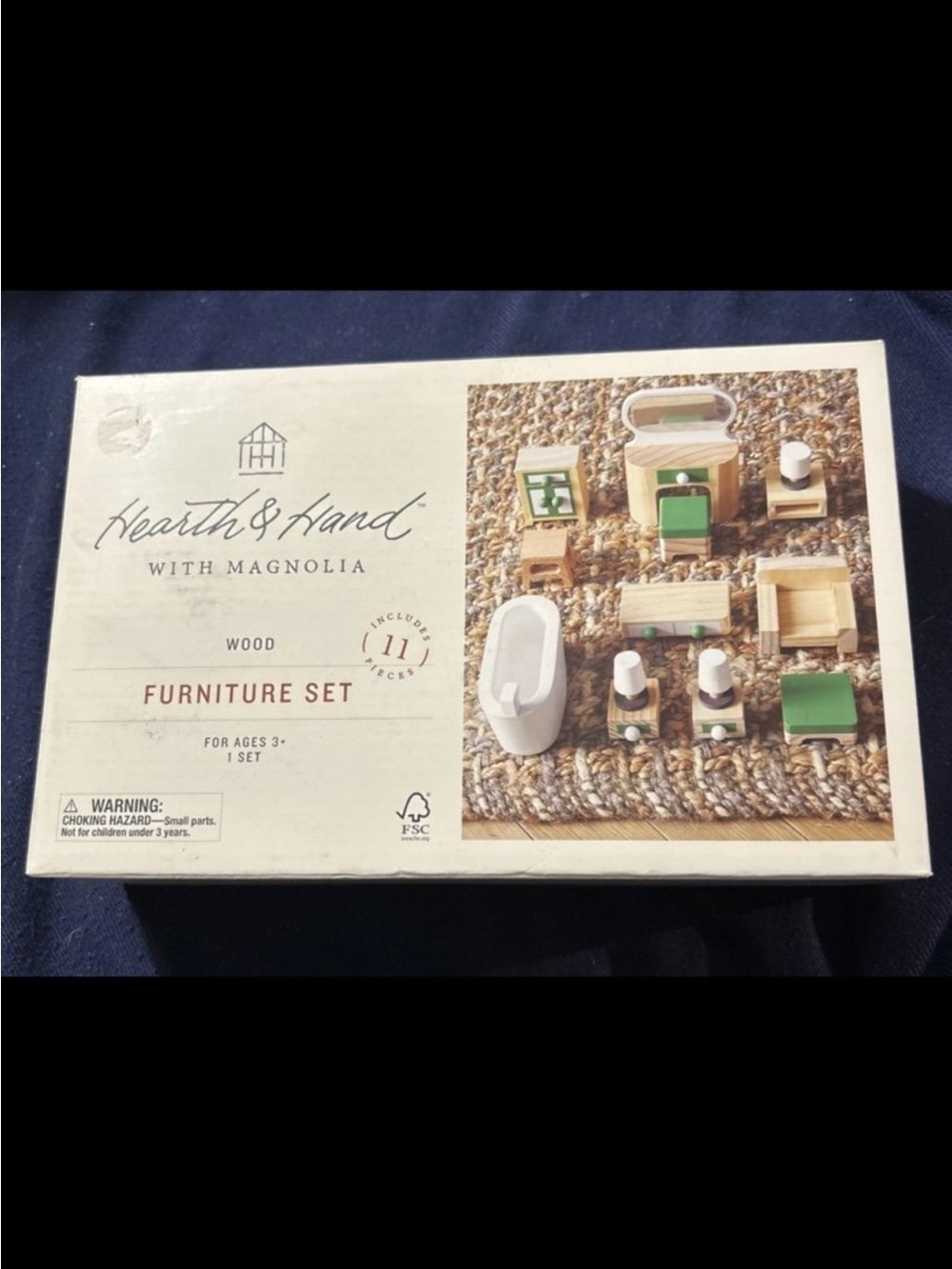 NWT Hearth & Hand w Magnolia Wood Doll House Furniture Set